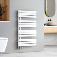 EMKE Sèche-serviettes à Eau Chaude Panneau Plat, Sèche-serviettes connexion latérale pour, Blanc 1041x600mm 639Watts
