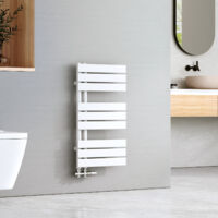 EMKE Sèche-serviettes à Eau Chaude Panneau Plat, Sèche-serviettes connexion latérale pour, Blanc 762x400mm 342Watts