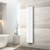EMKE Radiateur à Eau Chaude, Radiateur plat Double couche connexion centrale, Montage mural vertical design, Blanc 160x30cm