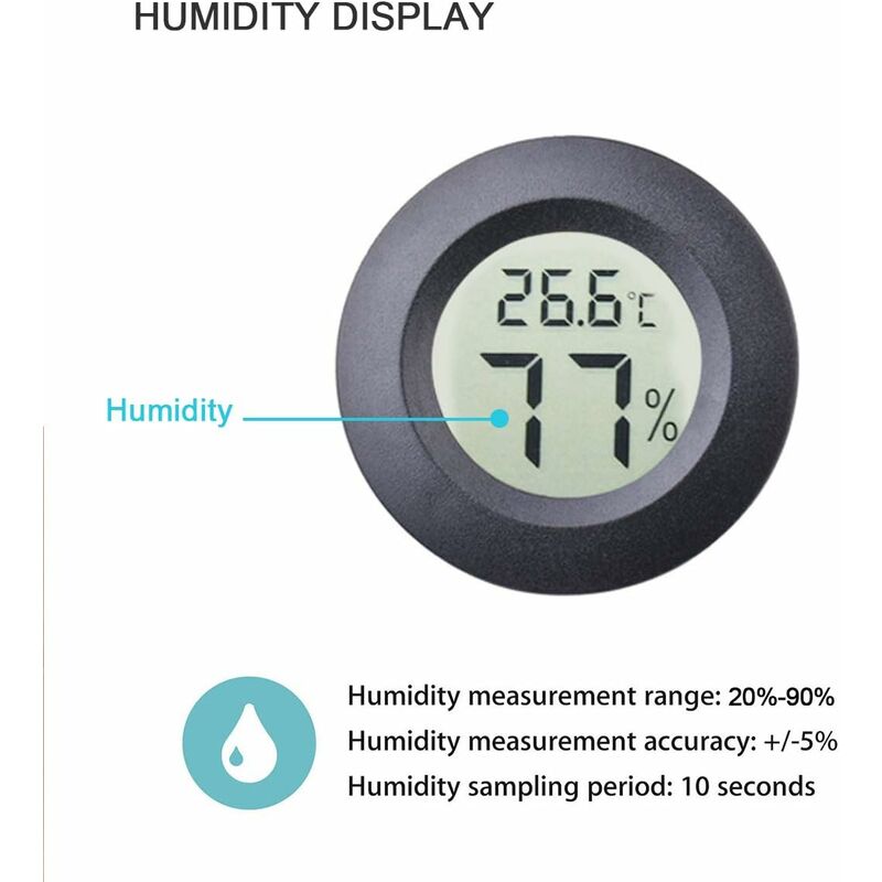 Luftfeuchtigkeit Thermometer Hygrometer LCD Werkzeug Rund Elektronisch 