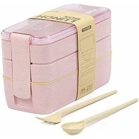 kueatily Wiederverwendbare Lunchboxen im japanischen Stil (Rosa)