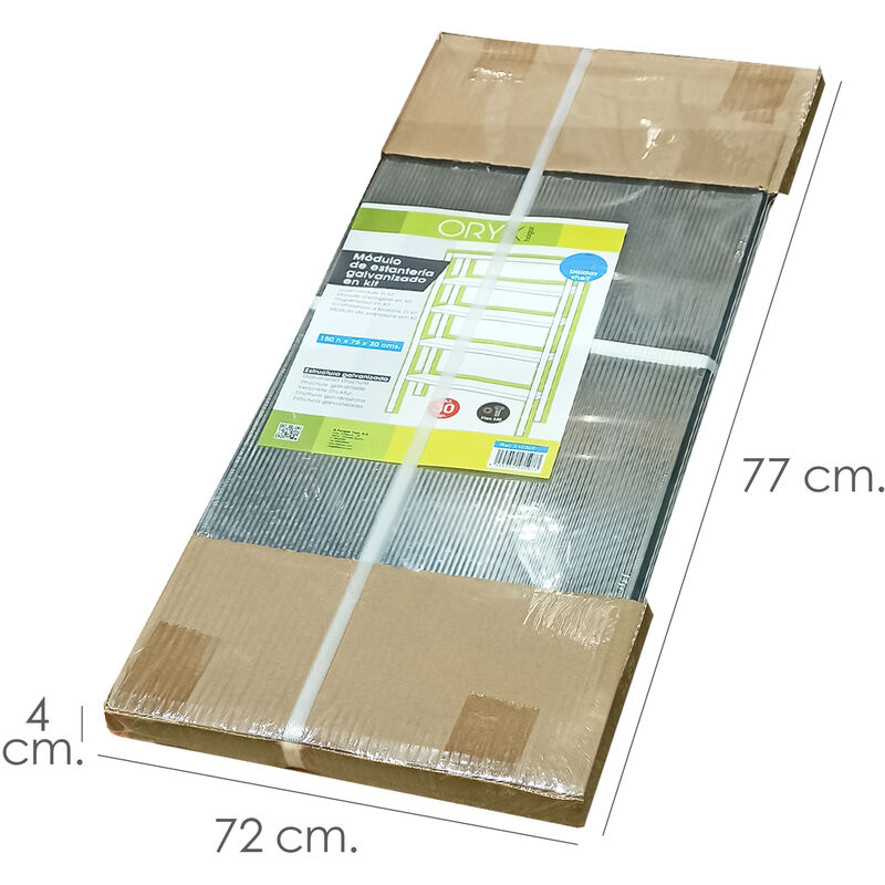 Estanteria Acero Galvanizado con 5 Baldas 150x75x30 cm. Baldas ajustables. Peso maximo 150 Kg.