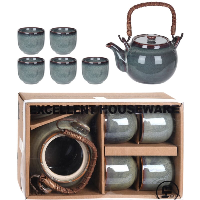 Set tetera ceramica con 4 tazas