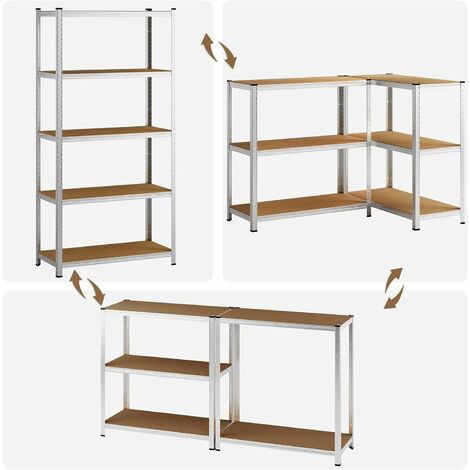 Estantería Metálica, 1800x800x400 Mm, 5 Alturas, Bandeja Metal, 180 Kg De Punto Flexión, Estanterías Almacenaje, Azul/Naranja/Galva - Simonclick