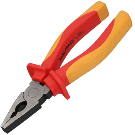 WOLFPACK LINEA PROFESIONAL Alicates Universales 150 mm. Mangos Aislados Acero Cromo Vanadio Pelacables, Corta Cables, Pelador Cables (1/4)