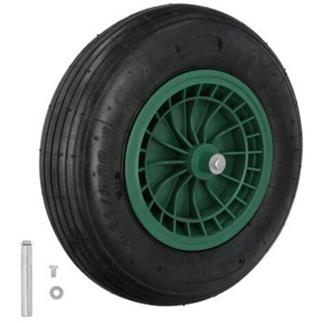 Rueda Carretilla Neumatica Para Carretilla Obra / Jardin Llanta Plastico Eje Ø 20 mm. Rueda Carretilla Jardin, Carro Invernadero (1/6)