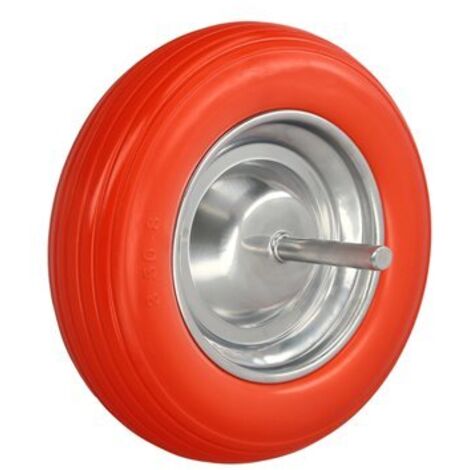 WOLFPACK LINEA PROFESIONAL Rueda Carretilla Obra/Jardin Maciza Llanta Acero Plus" Naranja Impinchable, Con Eje Ø 19 mm Rueda Ø 35 cm"