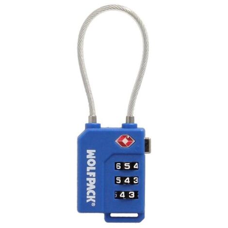 WOLFPACK LINEA PROFESIONAL 03101260 Equipaje TSA 3 Digitos con Cable Acero. Candado Combinación, Maleta, Viaje, Mochilas, Seguridad, Multicolor, Individual (1/5)