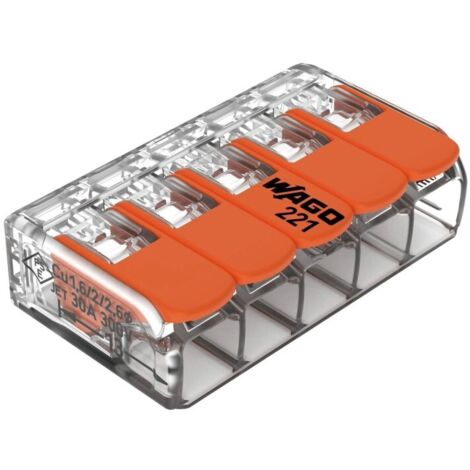 Borna de conexion rapida 5 vias 6mm2 15 und. 221-615