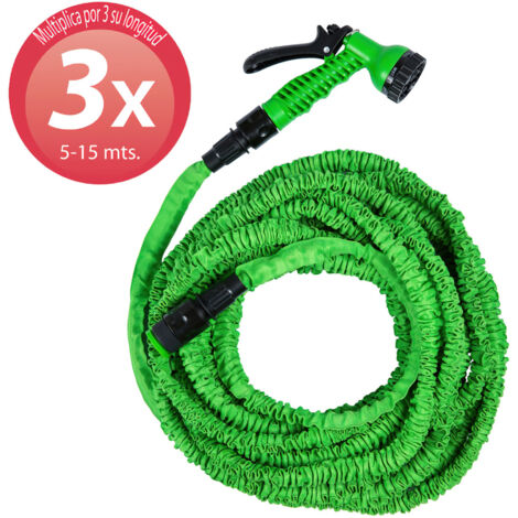 Manguera Extensible Riego 5 a 15 Metros Con Pistola De 7 Posiciones