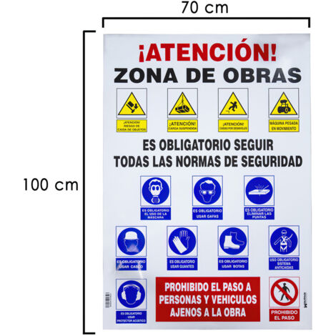 WOLFPACK LINEA PROFESIONAL cartel combinado normas obra  100x70 cm.