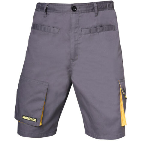 pantalones cortos detrabajo, multibolsillos, resistentes, gris/amarillo talla 42/44 m (1/4)