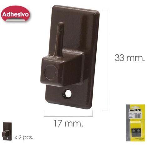 MAURER gancho visillo / cortina adhesivo marron (blister 2 piezas)