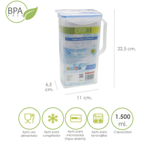 ORYX jarra plastico cuadrada 1.500 ml. 11 x 6.5 x 22.5 (alt) cm. (1/3)