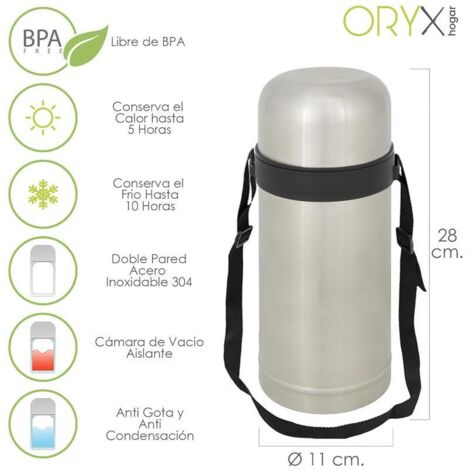 Termo Solidos y Liquidos, 1 Litro De Capacidad, Libre BPA, Acero Inoxidable, Antigoteo (1/3)