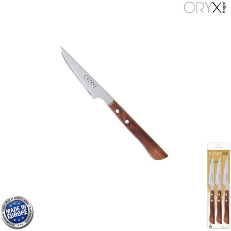 cuchillo montana chuletero hoja acero inoxidable 9 cm. mango madera (blister 3 piezas) (1/5)