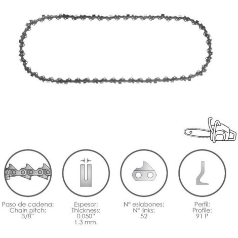 Papillon – Cadena motosierra 3/8 – Espesor 0.050 mm – 52 eslabones – Corte limpio y rápido para madera dura (1/3)