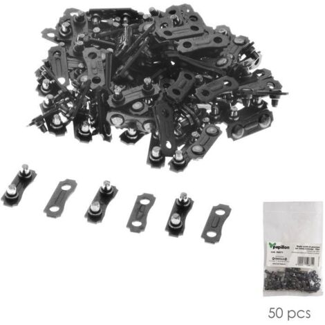 Papillon – Eslabones unión para cadenas de motosierra – Pack de 50 piezas – Para corte limpio en madera dura – Compatible con remachadora (1/2)