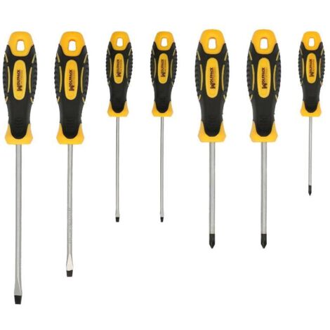 Juego Destornilladores Acero Cromo Vanadio 7 Piezas Con Mango Bimaterial (1/4)