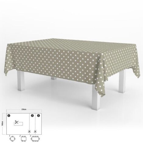 Mantel hule rectangular impermeable antimanchas 140x250 cm – Diseño moderno topos beige – Para uso interior y exterior – Fácil limpieza con paño – Oryx (1/5)