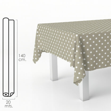 Mantel Antimanchas Hule Rollo 140 cm. x 20 metros. Topos Beige (1/3)