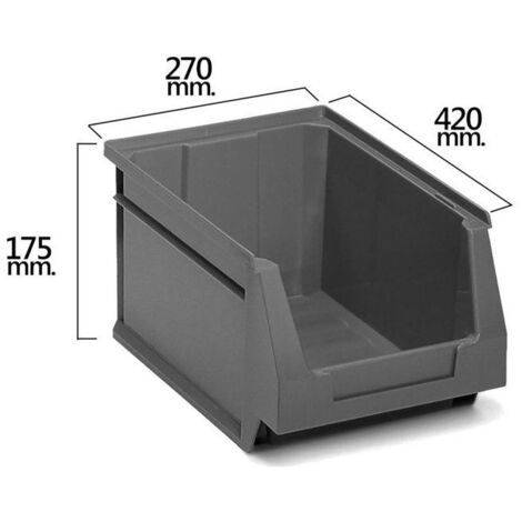 Gaveta Apilable Almacenamiento Gris Nº56 420x270x175 mm.        (4/6) (1/2)