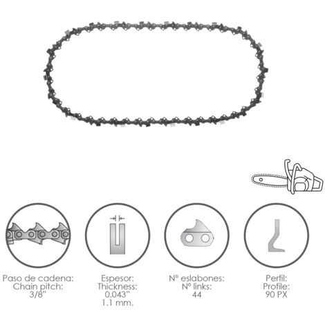 cadena motosierra 3/8 / 0.043 1,1 mm. / 44 eslabones / 90 px (1/2)
