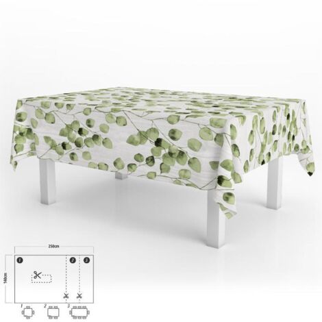ORYX Mantel Hule Rectangular Hojas Verdes Impermeable Antimanchas PVC 140x250 cm. Recortable Uso Interior y Exterior (1/6)
