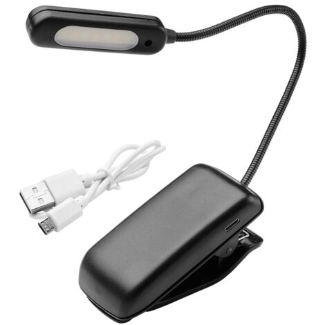Linterna LED De Mesa / Lectura Bateria Recargable (1.000 mAh) 30 Lumenes Con Clip, 3 Tonos De Luz y 3 Niveles De Luminosidad (1/4)