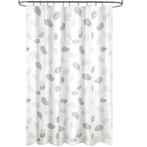 Cortina Ducha Tela Hojas 180 x 200 cm. Cortina baño, Cortina Tela Impermeable Con Anillas (1/4)
