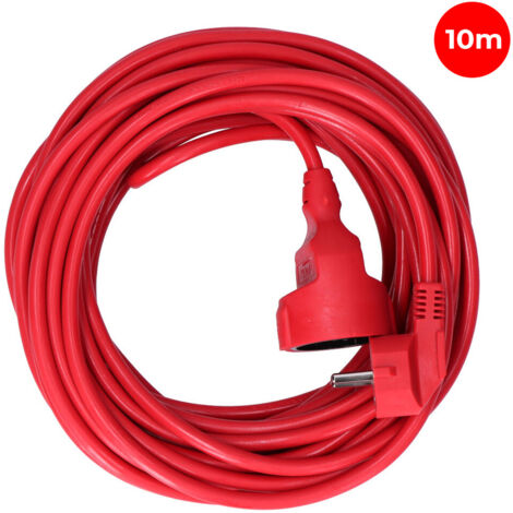 Prolongador con 1 toma 2p+t, 16a 250v 10 m de cable h05vv-f 3g1,5mm², rojo