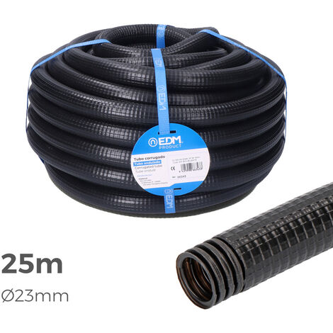 Edm Grupo 66364 Ferroplast para Exterior, Medida 23mm, Ce M-32, 25 Metros, Negro