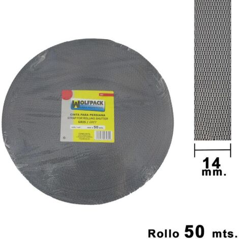 Cinta Persiana Wolfpack Gris 14 mm. Rollo 50 metros