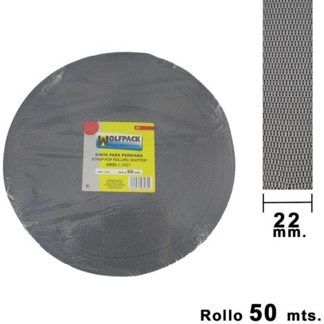 Cinta Persiana Wolfpack Gris 22 mm. Rollo 50 metros