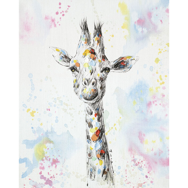 Tableau Girafe Feuilles Colorés - Ambiance Cadres