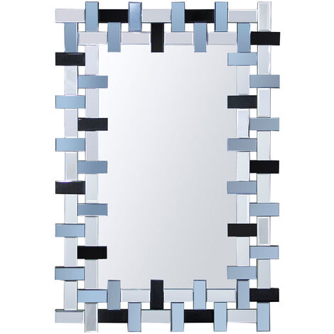 Miroir mural rectangulaire, 89x60, avec des petits cristaux dans le cadre (1/5)