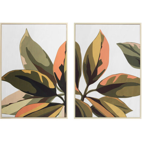 Ensemble de 2 toiles encadrées, dans des tons verts 72x52 (1/5)
