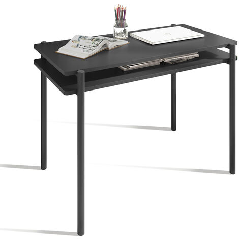 Bureau, modèle TOKIO, en mélamine et pieds métalliques. Graphite (1/3)