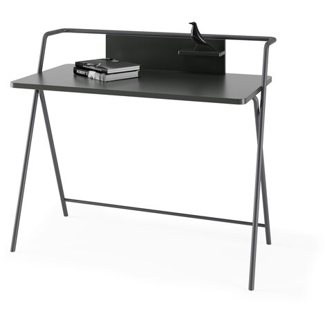 Bureau, modèle KLIP, en mélamine et pieds métalliques. Graphite (1/3)
