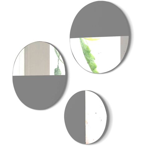 Lot de 3 miroirs de deux tailles à suspendre, Aire. Gris