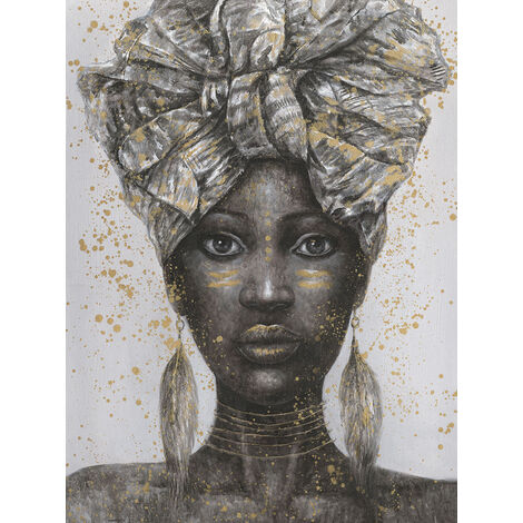 Toile en lin à l'huile, Ethnique, 100x100x3 cm (1/4)
