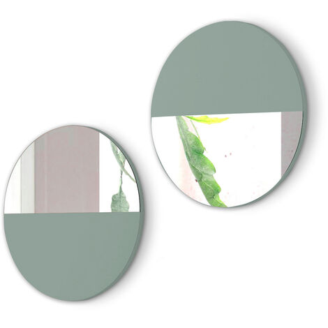 Lot de 2 miroirs circulaires à suspendre, Aire. Vert (1/2)