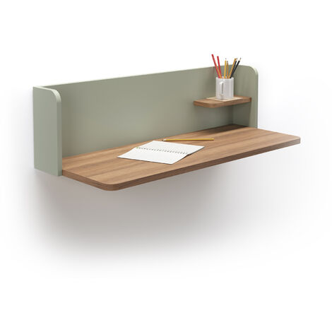 Bureau mural, modèle VALENCIA, en mélamine. Noyer-Vert