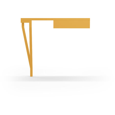 Table console, modèle 733 collection AIRE, en hêtre massif cérusé, moutarde (1/3)