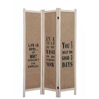 Paravent en bois de pin blanc et en toile de jute, Organics