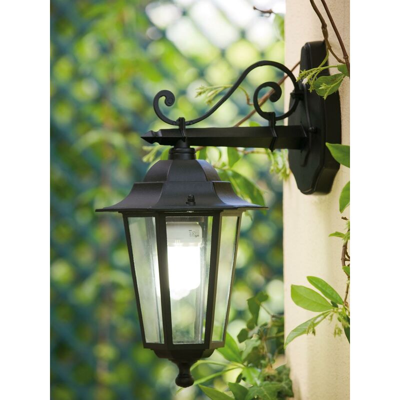 Farolas Exterior Jardin,Lampara De Pie Exterior Jardin,Farola estilo  rústico de color negro en aluminio,pie lámpara de aluminio fundida  lámpara,para