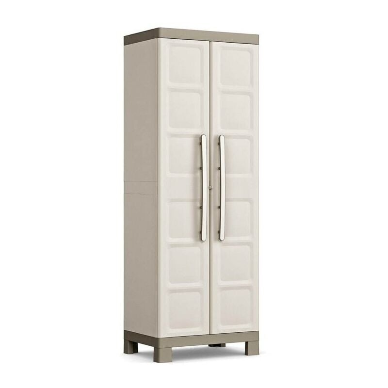 Gabinete Alto Keter excellence armario de almacenamiento resina estantes modulares pies elevados cocina garaje taller 65 45 182 cm arenatierra multiusos dos puertas y cuatro baldas beige x45x h182 4 65x45xh182