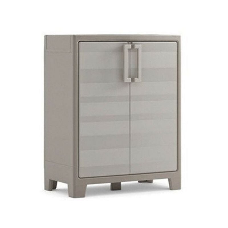 Armario bajo resina dos puertas tres baldas Beige GULLIVER 80x44x h100 cm