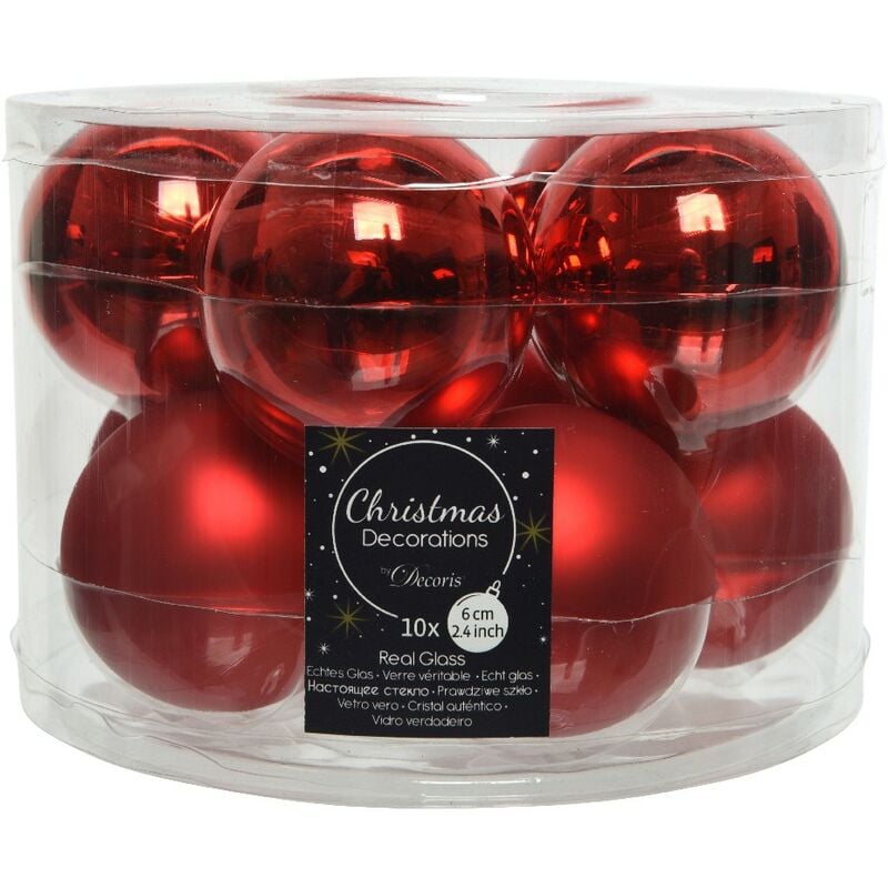 Bola Navidad Cristal Roja Surtida 6 cm Caja 10 piezas