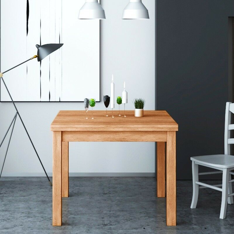 Mesa extensible de estilo nórdico con esquinas redondeadas para espacios  abiertos
